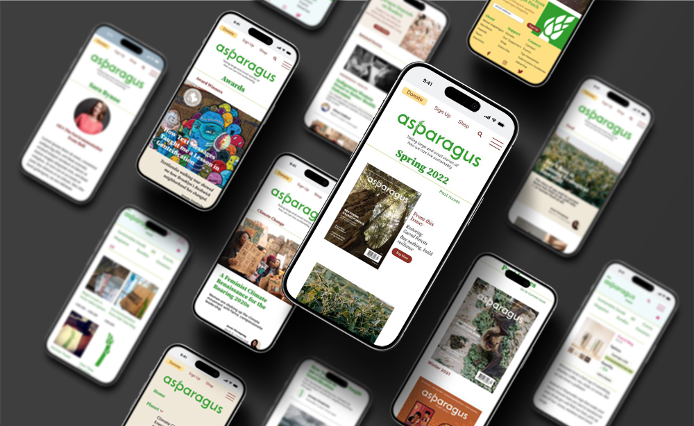 mockup of asparagus magazine on mobile